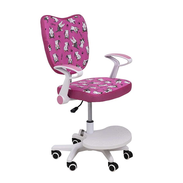 Детское кресло AksHome Catty фуксия с котятами, ткань 84764 Фото № 