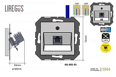 Розетка RJ45 Liregus Retro черный матовый 29-235 1