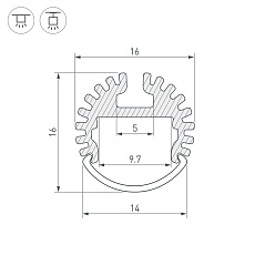 Встраиваемый профиль ARH-ROUND-D16-2000 ANOD 039217 1