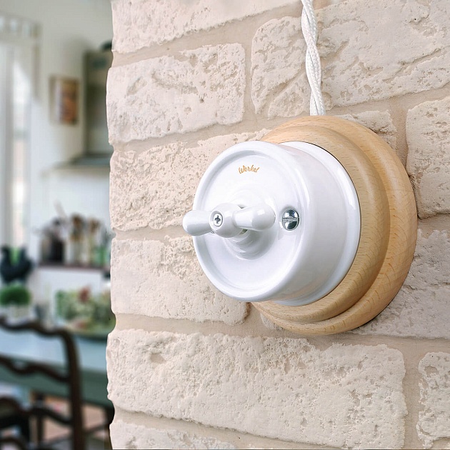 Переключатель-выключатель Werkel одноклавишный Retro белый W5612001 4690389166709 Фото № 6