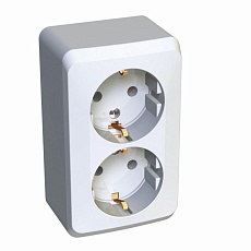 Розетка двойная 2К+З Systeme Electric Этюд 16A 250V белая PA16-007B