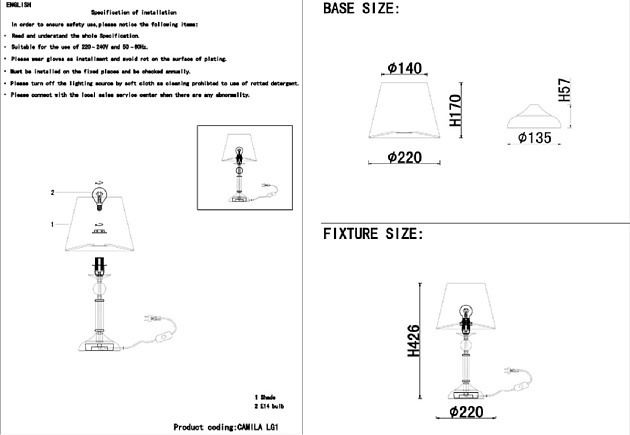 Настольная лампа Crystal Lux Camila LG1 Gold Фото № 3