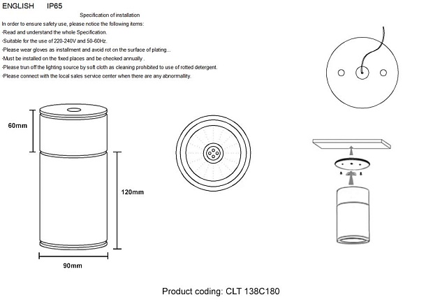 Уличный светильник Crystal Lux CLT 138C180 BL Фото № 2