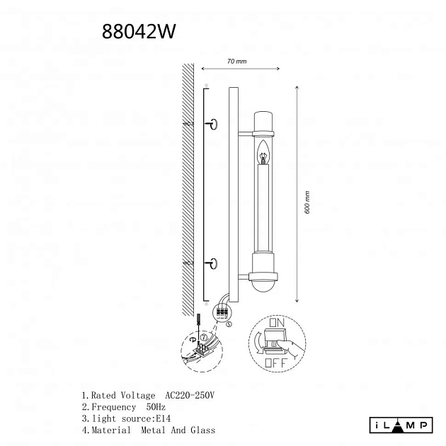 Бра iLamp Thor 88042W BR Фото № 2