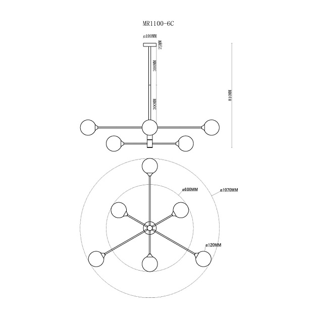 Потолочная люстра MyFar Fredy MR1100-6C Фото № 2