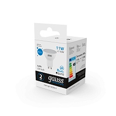 Лампа светодиодная Gauss GU10 11W 6500K матовая 13631 3