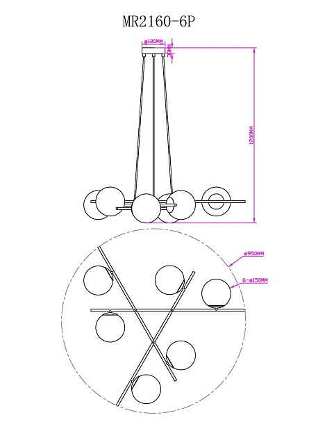 Подвесная люстра MyFar Ilana MR2160-6P Фото № 2