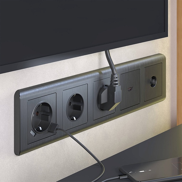 ТВ-розетка оконечная Werkel графит рифленый W1183004 4690389158681 Фото № 3