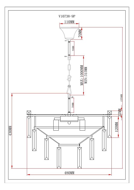 Подвесная люстра Moderli Crystal V10738-9P Фото № 2