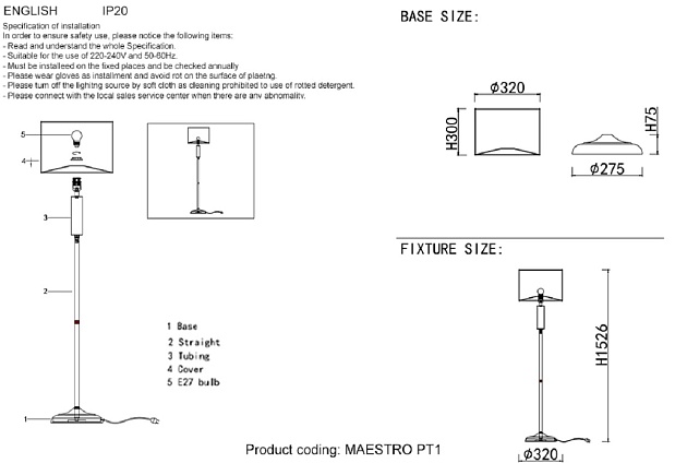 Торшер Crystal Lux Maestro PT1 Gold изображение 2 Торшер Crystal Lux Maestro PT1 Gold Фото № 2
