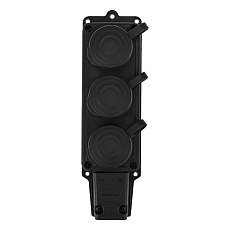 Колодка каучуковая 3 гнезда с крышкой черная, с/з, 16А, IP44, PROconnect 111-113-4 2
