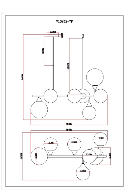 Подвесная люстра Moderli Molecule V10842-7P Фото № 2