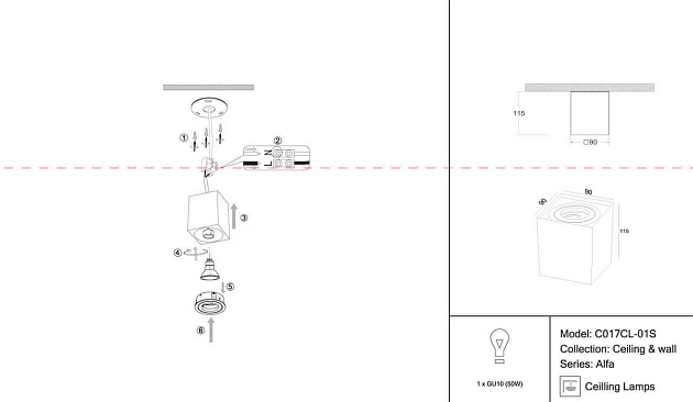 Потолочный светильник Maytoni Alfa C017CL-01S изображение 6 Потолочный светильник Maytoni Alfa C017CL-01S Фото № 6