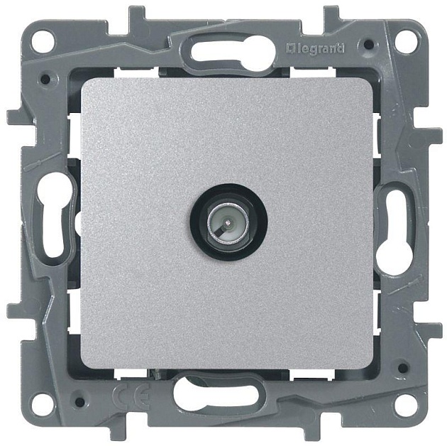 ТВ-розетка оконечная Legrand Etika алюминий 672465 изображение ТВ-розетка оконечная Legrand Etika алюминий 672465 Фото №