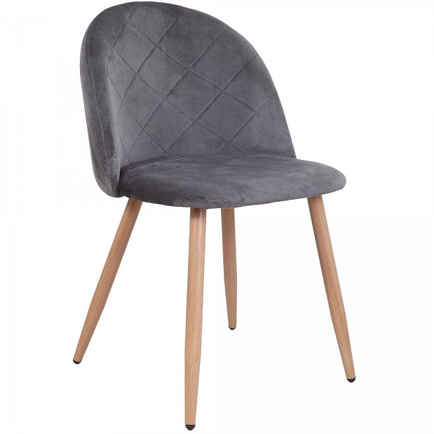 Кухонный стул AksHome Honnor серый, велюр, цвет каркаса дуб 67626 Фото № 