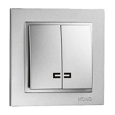 Выключатель Mono Electric Despina двухклавишный с подсветкой серебро 102-212125-103