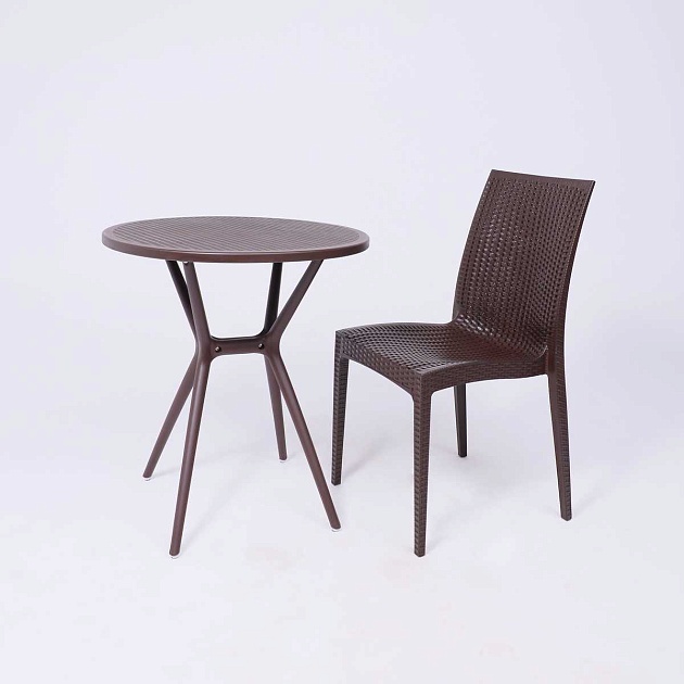 Садовый стол AksHome Palermo 65*71, пластик, коричневый 94019 изображение 4 Садовый стол AksHome Palermo 65*71, пластик, коричневый 94019 Фото № 4