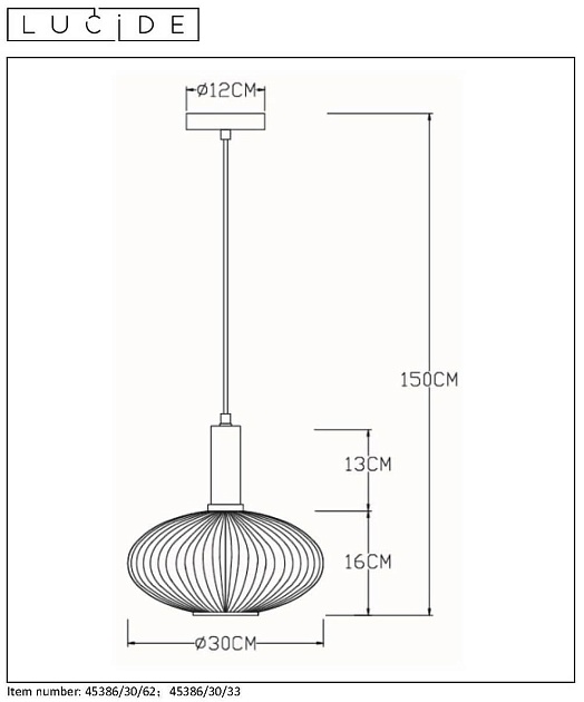 Подвесной светильник Lucide Maloto 45386/30/33 Фото № 7