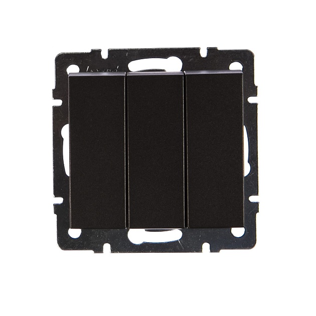 Выключатель тройной Lezard Rain черный 703-4188-109 Фото № 