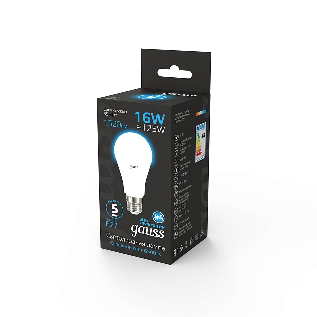 Лампа светодиодная Gauss E27 16W 6500K матовая 102502316 изображение 5 Лампа светодиодная Gauss E27 16W 6500K матовая 102502316 Фото № 5