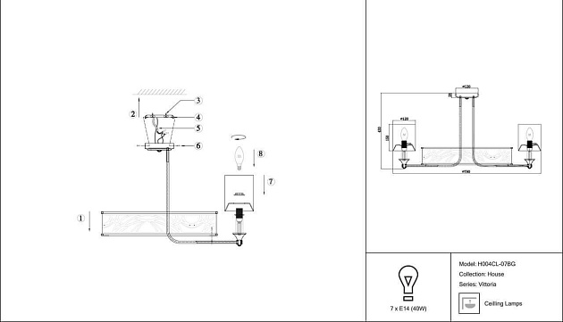 Потолочная люстра Maytoni Vittoria H004CL-07BG Фото № 3