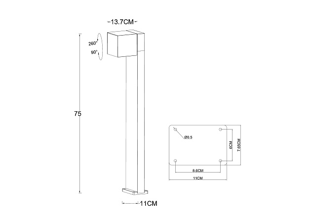 Уличный светодиодный светильник Arte Lamp Belgrade A5193PA-1BK изображение 2 Уличный светодиодный светильник Arte Lamp Belgrade A5193PA-1BK Фото № 2