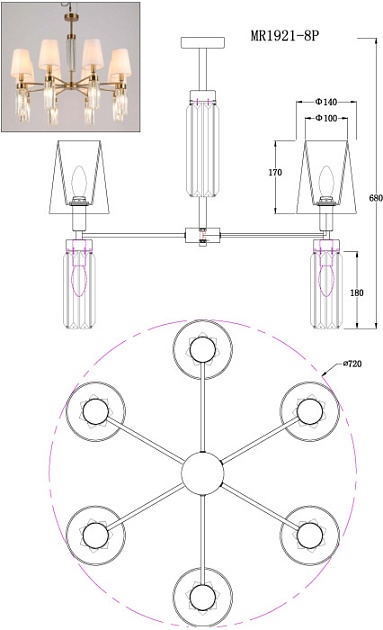 Подвесная люстра MyFar Fernando MR1921-12P Фото № 2