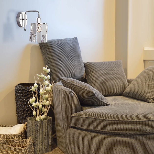 Бра Eurosvet 10101/1 хром/прозрачный хрусталь Strotskis Фото № 4