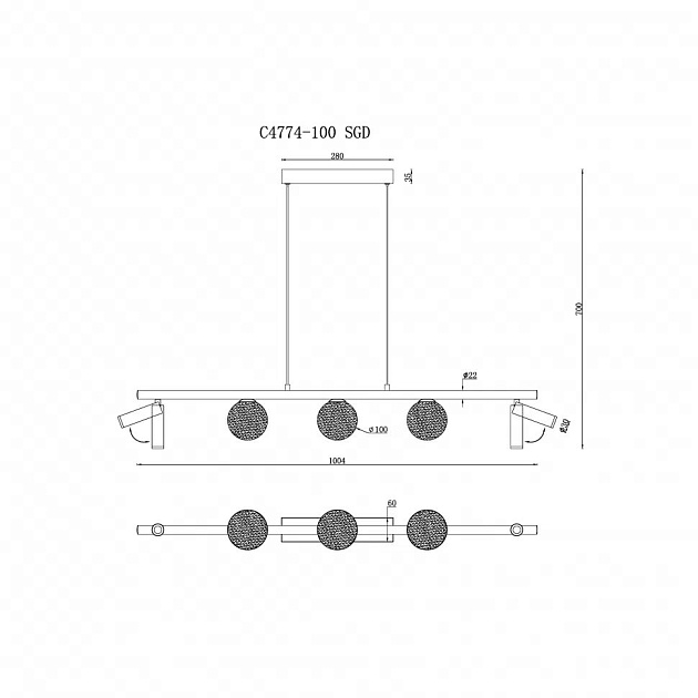 Подвесная светодиодная люстра iLedex Telescope C4774-100 SGD изображение 2 Подвесная светодиодная люстра iLedex Telescope C4774-100 SGD Фото № 2