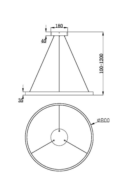 Подвесной светодиодный светильник Maytoni Rim MOD058PL-L42BK изображение 4 Подвесной светодиодный светильник Maytoni Rim MOD058PL-L42BK Фото № 4