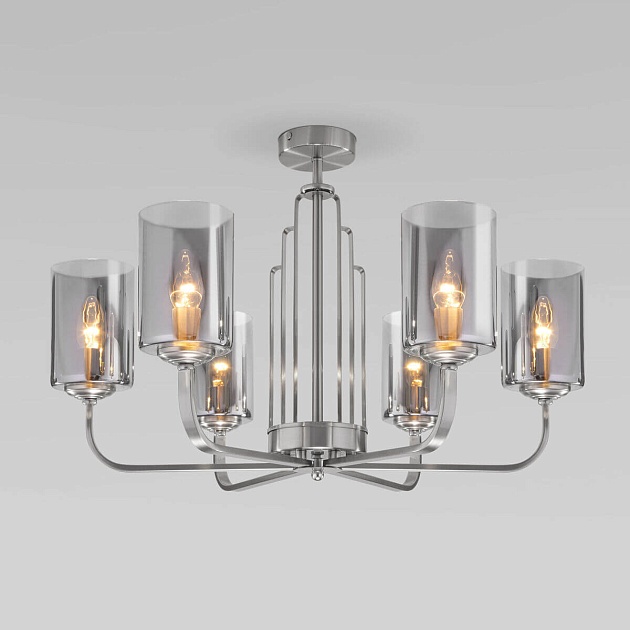 Потолочная люстра Eurosvet Defi 60138/6 сатин-никель изображение Потолочная люстра Eurosvet Defi 60138/6 сатин-никель Фото №