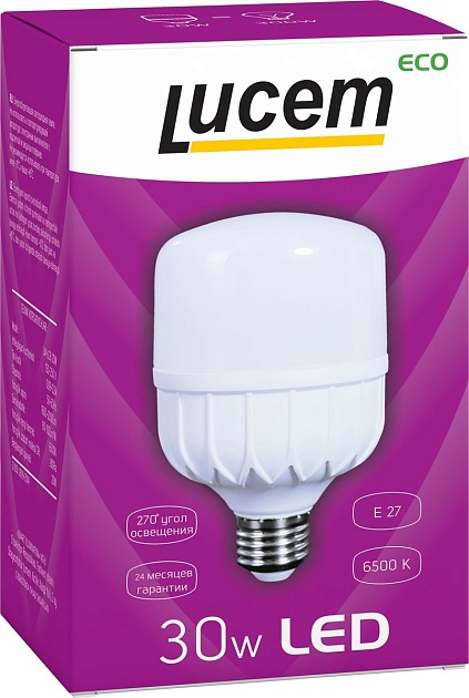 Лампа светодиодная Lucem E27 30W 6500K матовая FLLCB302765L Фото № 2