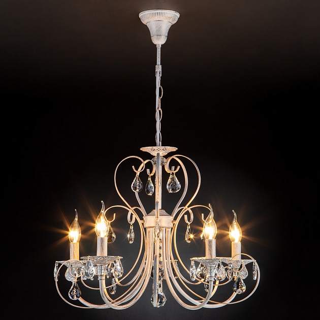 Подвесная люстра Eurosvet 3305/5 белый с золотом/прозрачный хрусталь Strotskis изображение 5 Подвесная люстра Eurosvet 3305/5 белый с золотом/прозрачный хрусталь Strotskis Фото № 5