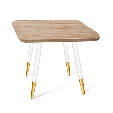 Кухонный стол Sheffilton SHT-TU14/60/60 ЛДСП белый муар/золото/дуб сонома 3769213805