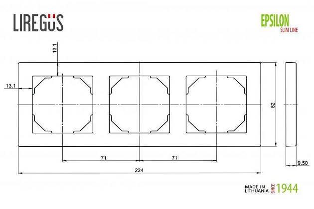 Рамка 3-постовая Liregus Epsilon белый 28-0423 Фото № 2