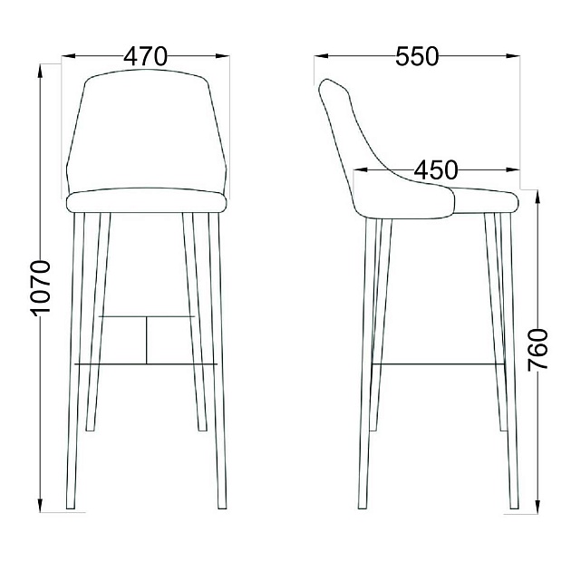 Барный стул AksHome Megan 2 серый, велюр 62510 Фото № 2