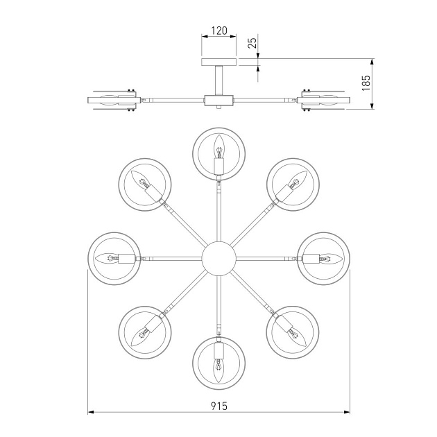 Потолочная люстра Eurosvet Gallo 70121/8 черный изображение 2 Потолочная люстра Eurosvet Gallo 70121/8 черный Фото № 2