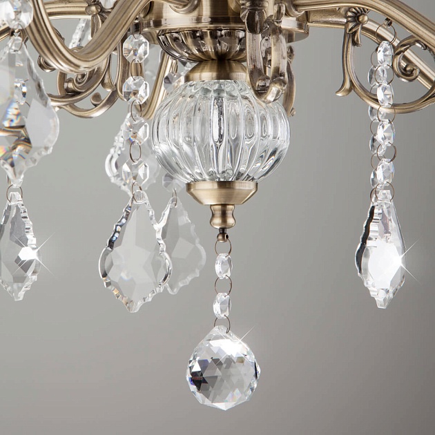 Подвесная люстра Eurosvet 3281/5 античная бронза/прозрачный хрусталь Strotskis Фото № 4