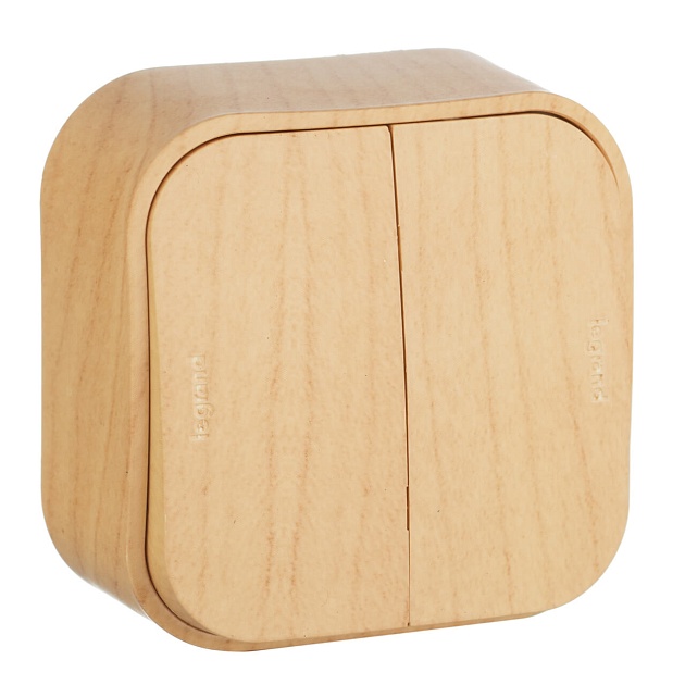 Выключатель двухклавишный Legrand Quteo 10A 250V дерево 782262 изображение Выключатель двухклавишный Legrand Quteo 10A 250V дерево 782262 Фото №