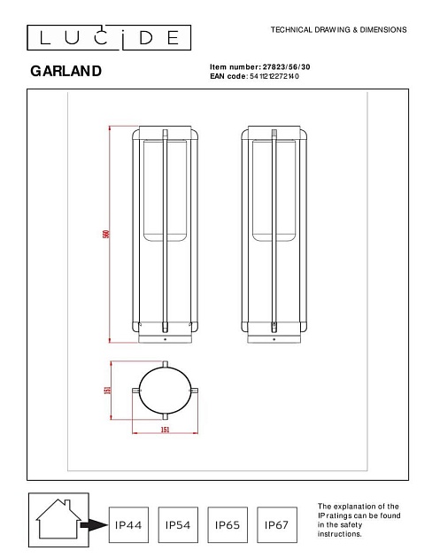 Уличный светильник Lucide Garland 27823/56/30 Фото № 2