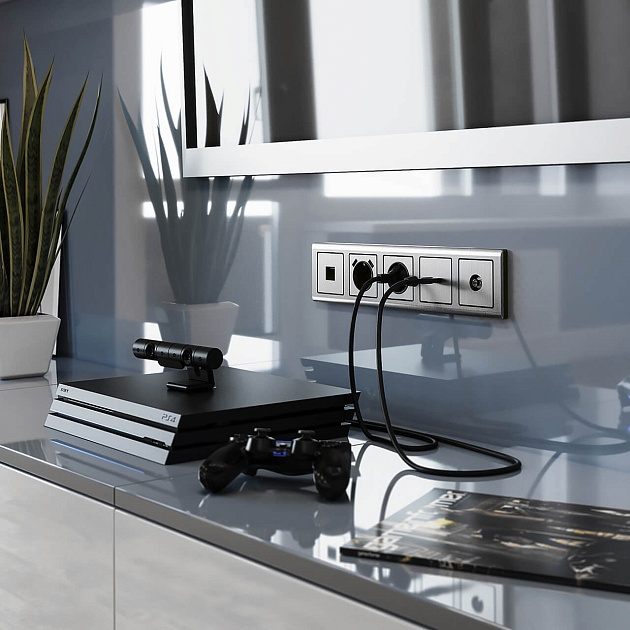 Розетка с заземлением Werkel глянцевый никель W1171002 4690389157950 изображение 3 Розетка с заземлением Werkel глянцевый никель W1171002 4690389157950 Фото № 3