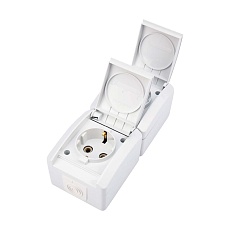 Блок вертикальный 2 розетки (керамика) INDUSTRIAL IP54 с заземлением, о/у, белый KRANZ KR-78-0801 2