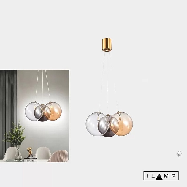 Подвесная люстра iLamp Drop 8110P/3 BR-MLT изображение 2 Подвесная люстра iLamp Drop 8110P/3 BR-MLT Фото № 2