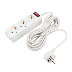 Удлинитель PROconnect 3 гнезда, 5 м, 3х0.75 мм², с/з, с кнопкой, белый 11-7213 1