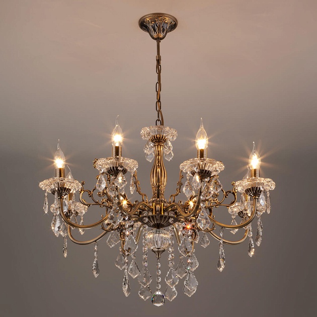 Подвесная люстра Eurosvet 3281/8 античная бронза/прозрачный хрусталь Strotskis изображение 5 Подвесная люстра Eurosvet 3281/8 античная бронза/прозрачный хрусталь Strotskis Фото № 5