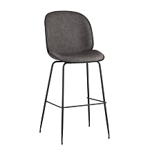Барный стул Stool Group Турин со спинкой серая экокожа черные ножки 9329C GREY