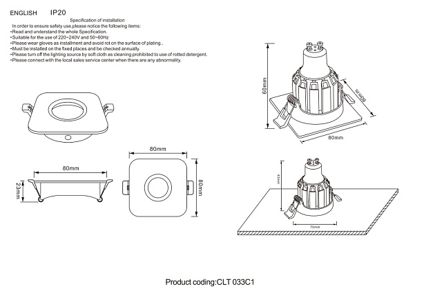 Встраиваемый светильник Crystal Lux CLT 033C1 BL Фото № 3