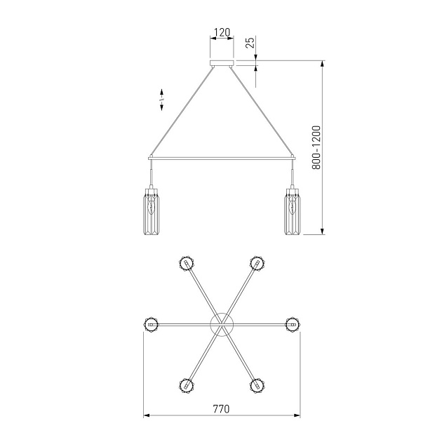 Подвесная люстра Eurosvet Gilian 60163/6 латунь изображение 2 Подвесная люстра Eurosvet Gilian 60163/6 латунь Фото № 2