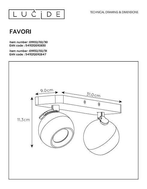 Спот Lucide Favori 09932/02/31 Фото № 2