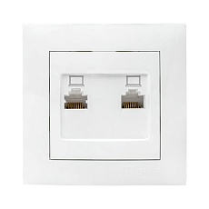 Валенсия розетка компьютерная RJ-45 2-местная белая EKF PROxima EWK02-035-10